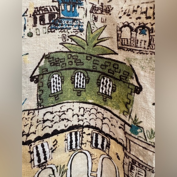 Chico's Art To Wear 100% Linen Pueblo South American Landscape Blouse Size Large - Picture 12 of 14